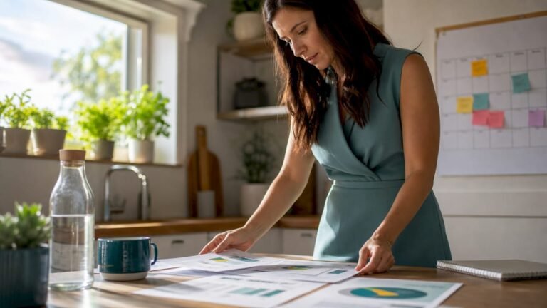 ESG analyst arranging investor reporting documents
