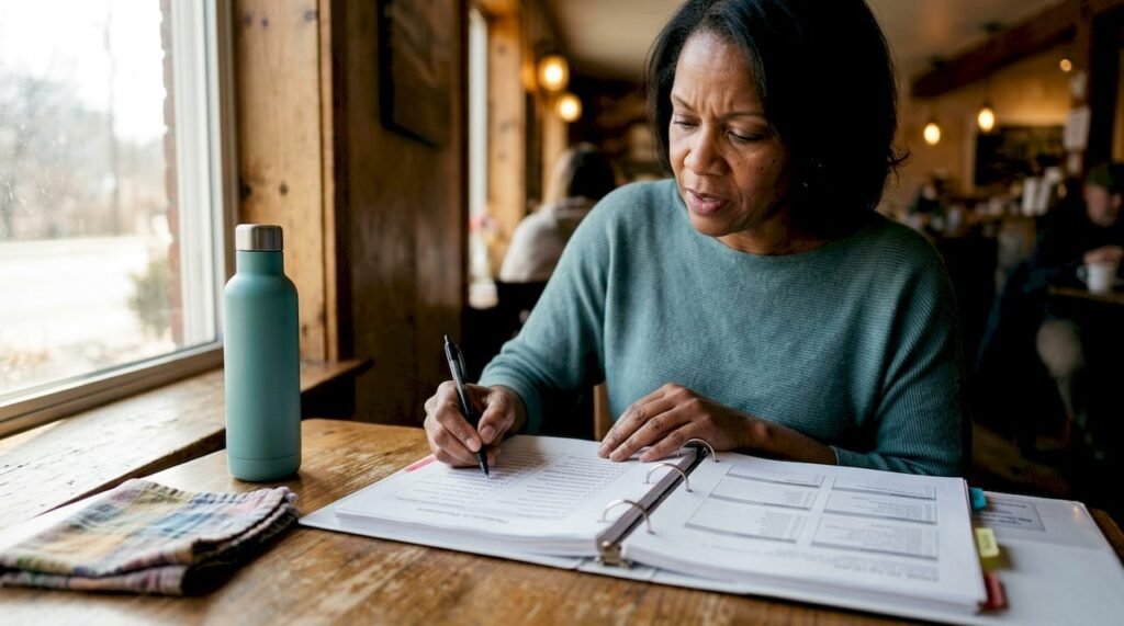 ESG officer reviewing regulatory checklist in office