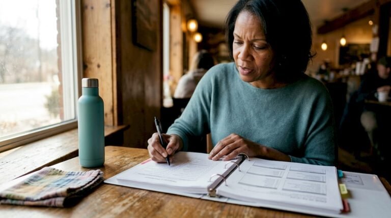 ESG officer reviewing regulatory checklist in office