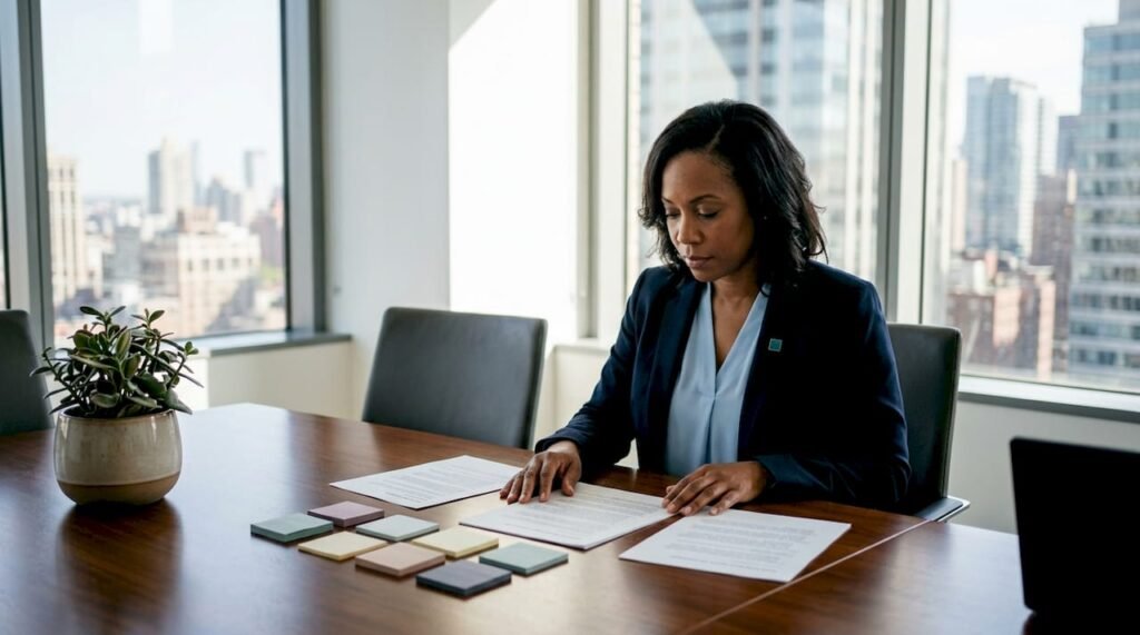 Compliance officer reviewing ESG reports